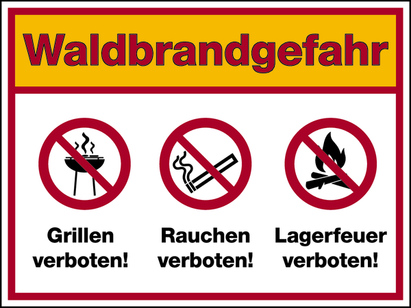 Hinweisschild, Waldbrandgefahr, 300x400mm Aluverbund