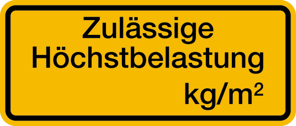 Regalschild, Zulässige Höchstbelastung, schwarz/gelb - zum Selbstbeschriften