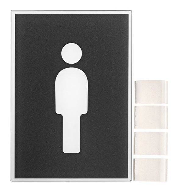 WC Piktogramm, Herren, Glas, grau, 148 x 105 mm WC Piktogramm, Herren, Glas, grau, 148 x 105 mm