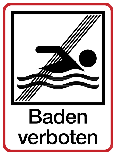 Hinweisschild, Baden verboten, 400x300mm Aluverbund