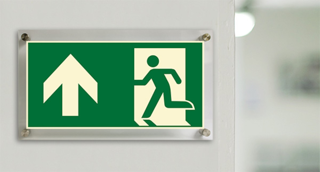 Rettungszeichen, Notausgang geradeaus - ASR A1.3 (DIN EN ISO 7010)