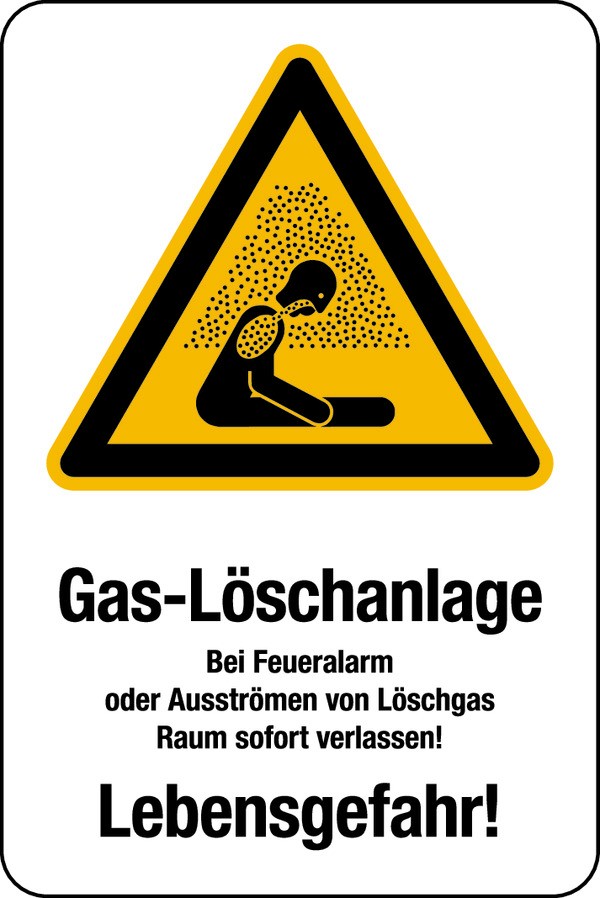 Kombi-Warnschild Gas-Löschanlage, 300 x 200 mm Kombi-Warnschild Gas-Löschanlage, 300 x 200 mm