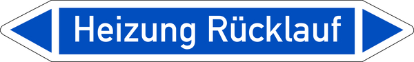 Rohrleitungskennzeichnung, Heizung Rücklauf, Einzeletikett, Folie - DIN 2404