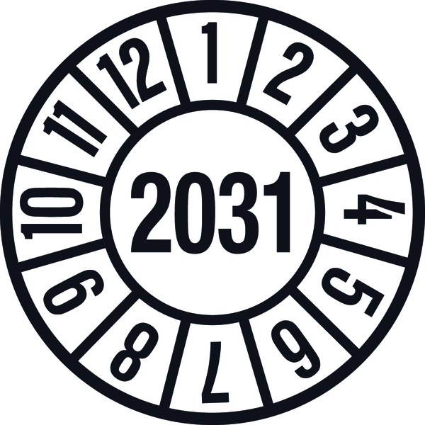 Jahresprüfplaketten, Jahresfarben, Ø 35mm - Bogen = 10 Plaketten