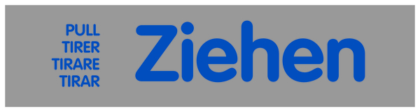 Türschild, Ziehen - mehrsprachig, 40 x 160 mm