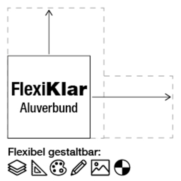 FlexiKlar, Aluverbund - Größe und Aufdruck nach Wunsch