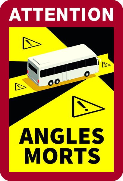 KFZ-Warnmarkierung, Angles Morts (Toter Winkel), für Busse, Folie selbstklebend, 1 Set = 3 Stück