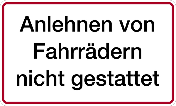 Hinweisschild, Anlehnen von Fahrrädern, 150 x 250 mm, Folie/Aluminium