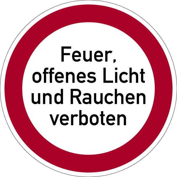 Verbotsschild, Feuer, offenes Licht und Rauchen verboten - praxisbewährt