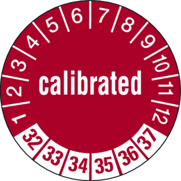 Prüfplakette, calibrated, rot/weiß, Folie, Ø 30 mm - Bogen = 10 Plaketten 436732_ef.jpg