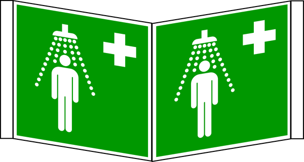 Rettungszeichen, Notdusche E012 Winkel-/Nasenschild - ASR A1.3 (DIN EN ISO 7010)