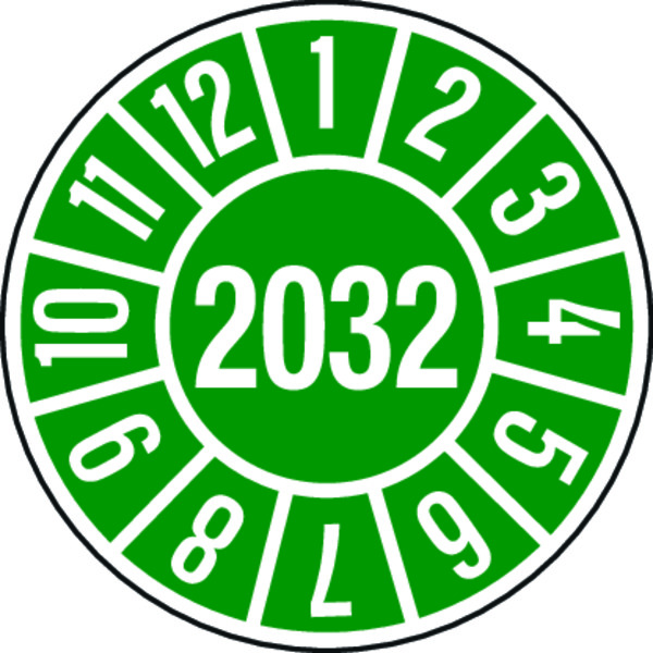 Jahresprüfplaketten, Jahresfarben, Ø 35mm - Bogen = 10 Plaketten