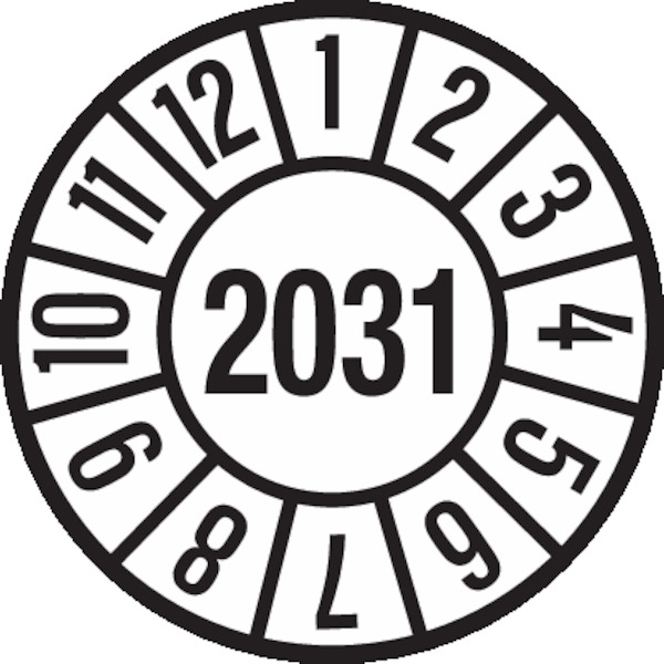 Jahresprüfplaketten, Jahresfarben, Ø 35mm - Bogen = 10 Plaketten