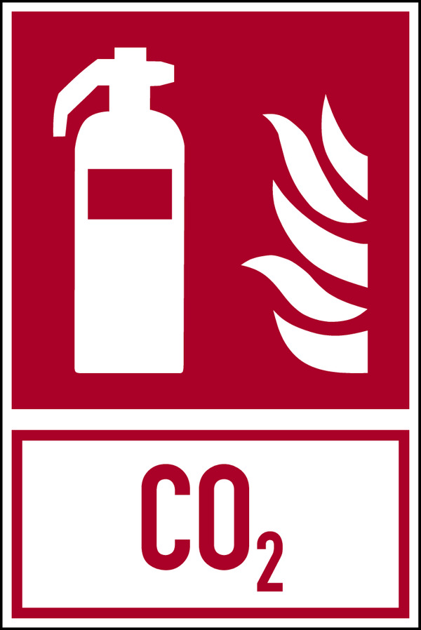 Brandschutzzeichen, Kombischild Feuerlöscher CO₂ - ASR A1.3 (DIN EN ISO 7010)