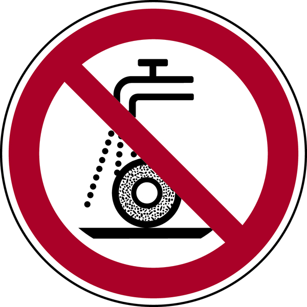 Verbotsschild, Nicht zulässig für Nassschleifen P033 - ASR A1.3 (DIN EN ISO 7010)