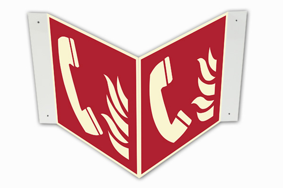 Brandschutzzeichen, Brandmeldetelefon F006 Winkel-/Nasenschild - ASR A1.3 (DIN EN ISO 7010)