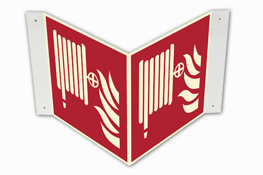 Brandschutzzeichen, Löschschlauch F002 Winkel-/Nasenschild - ASR A1.3 (DIN EN ISO 7010)