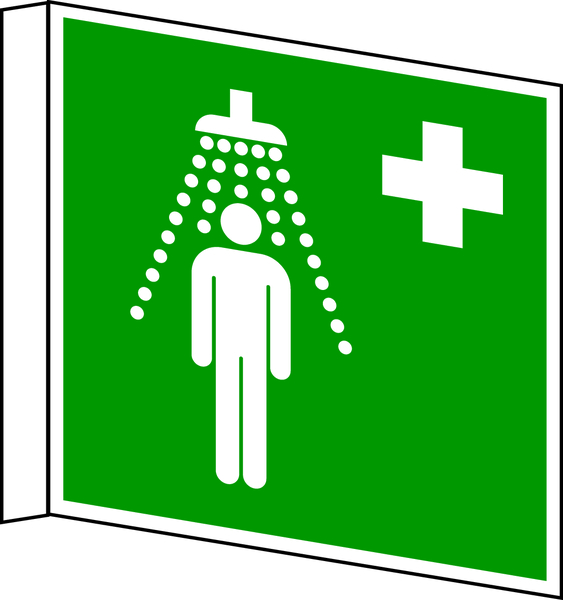 Rettungszeichen, Notdusche E012 Fahnenschild - ASR A1.3 (DIN EN ISO 7010)