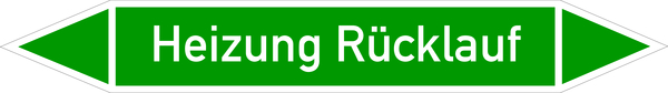 Rohrleitungsetikett, Heizung Rücklauf