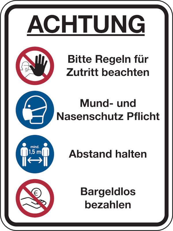 Kombischild, Regeln für Zutritt, Kunststoff, 400 x 300 mm