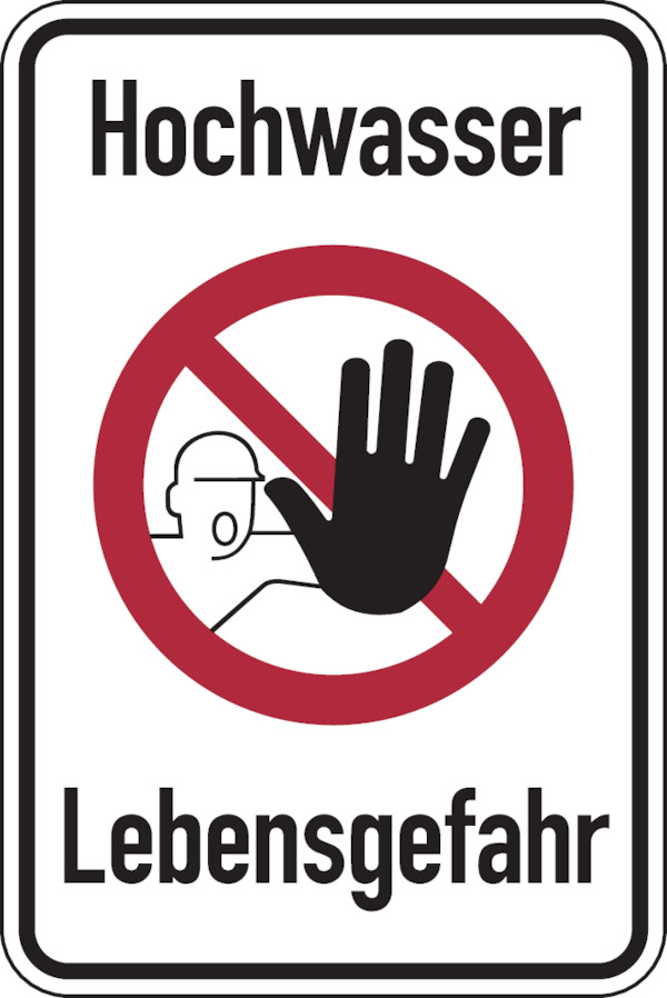 Hinweisschild, Hochwasser Lebensgefahr, Aluverbund 600x400mm Hinweisschild, Hochwasser Lebensgefahr, Aluverbund 600x400mm