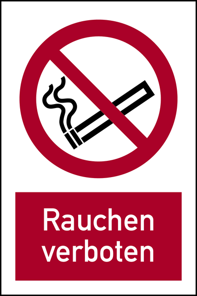 Verbotsschild, Kombischild, Rauchen verboten - ASR A1.3 (DIN EN ISO 7010)