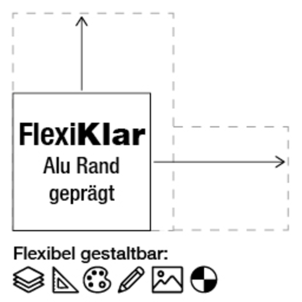 FlexiKlar Alu Rand geprägt - Größe und Aufdruck nach Wunsch
