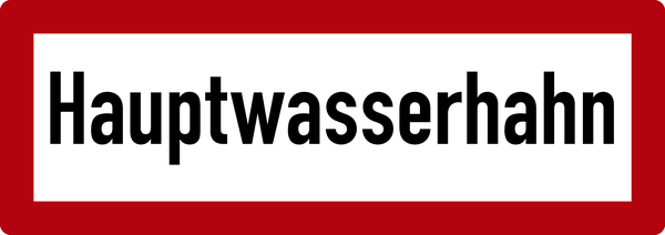Feuerwehrschild, Hauptwasserhahn - DIN 4066