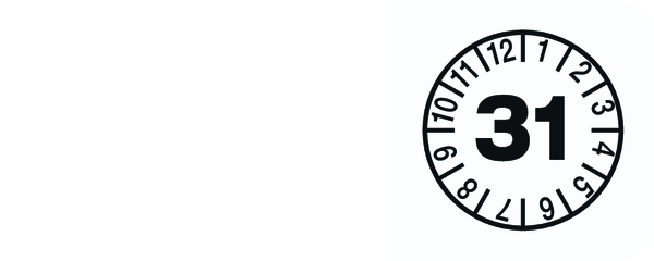 Kabelprüfplakette, Prüfplakette in Jahresfarben, Folie, 20 x 50 mm - Bogen = 5 Plaketten