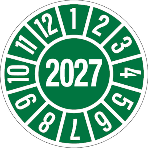 Jahresprüfplaketten, Jahresfarben, Folie, Ø 35mm - Rolle à 1000 Stk.