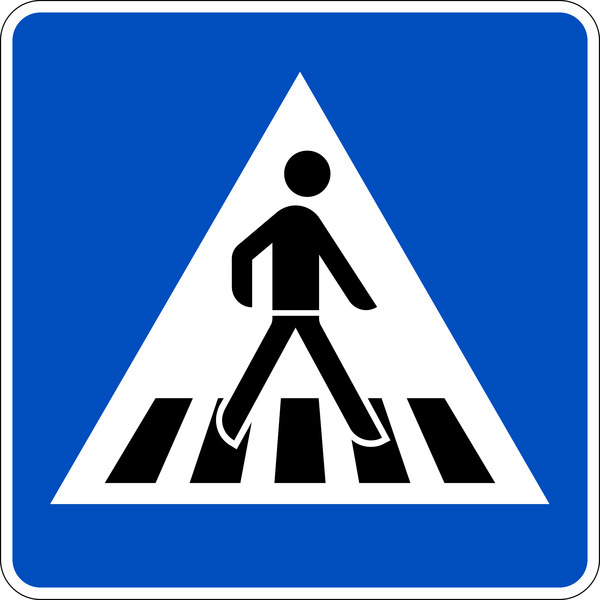 Verkehrszeichen - Fußgängerüberweg, Aufstellung rechts, Zeichen 350-10