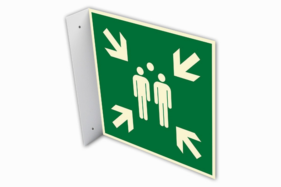 Rettungszeichen, Sammelstelle E007 Fahnenschild - ASR A1.3 (DIN EN ISO 7010)