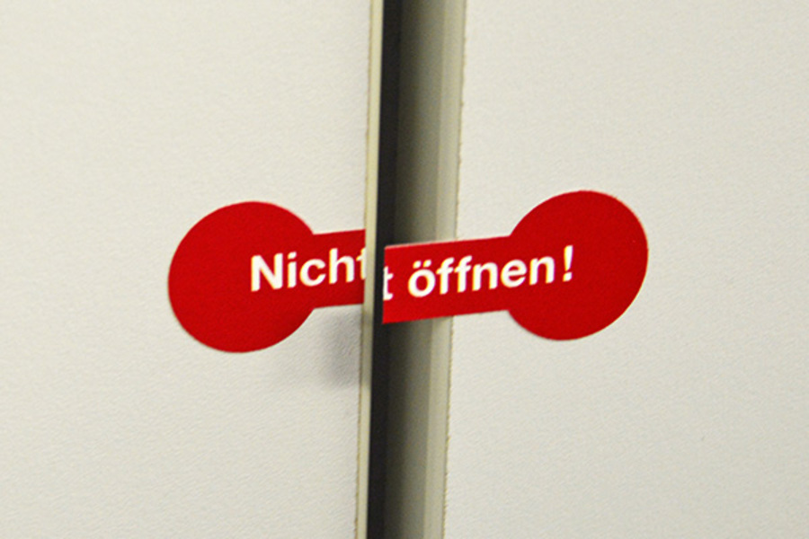 Sicherheitsetikett, Nicht öffnen! - Bogen = 5 Stück Sicherheitsetikett, Nicht öffnen! - Bogen = 5 Stück