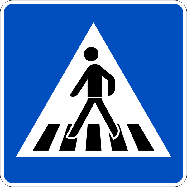 Verkehrszeichen - Fußgängerüberweg, Aufstellung rechts, Zeichen 350-10 Verkehrszeichen - Fußgängerüberweg, Aufstellung rechts, Zeichen 350-10