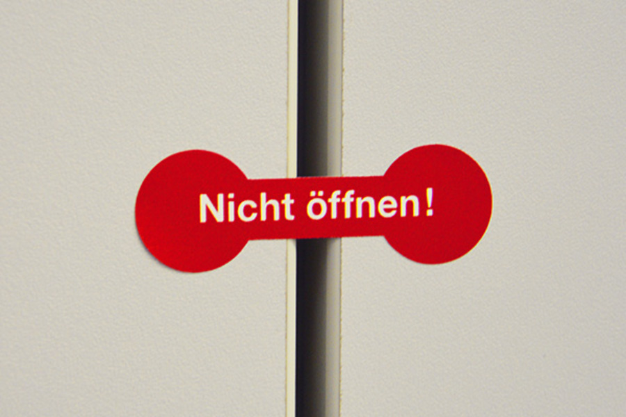 Sicherheitsetikett, Nicht öffnen! - Bogen = 5 Stück Sicherheitsetikett, Nicht öffnen! - Bogen = 5 Stück