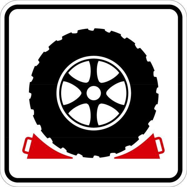 Hinweisschild, Symbol Sicherungskeile, 420x420mm, Alu glatt