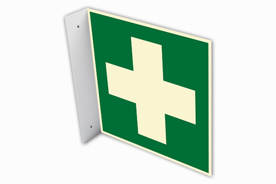 Rettungszeichen, Erste Hilfe E003 Fahnenschild - ASR A1.3 (DIN EN ISO 7010) Rettungszeichen, Erste Hilfe E003 Fahnenschild - ASR A1.3 (DIN EN ISO 7010)