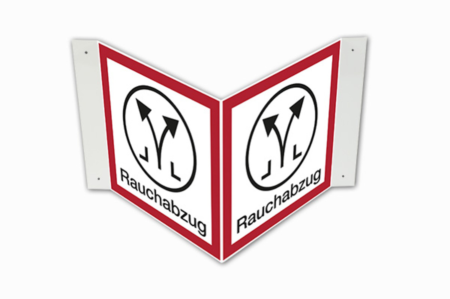 Feuerwehrschild, Winkelschild Rauchabzug - angelehnt an DIN 4066
