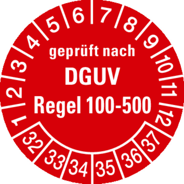 Prüfplakette, DGUV Regel 100-500, rot/weiß, Folie, Ø 30 mm - Bogen = 10 Plaketten 496632_ef.jpg