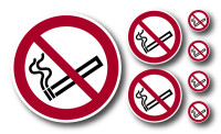 Kennzeichnungs-Set - Verbotsschild, Rauchen verboten, P002 - ASR A1.3 (DIN EN ISO 7010)