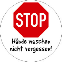Hygieneschild, STOP Hände waschen nicht vergessen (Handschrift), Folie
