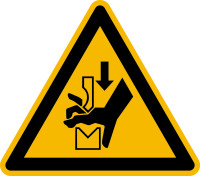Warnschild, Warnung vor Quetschgefahr zw. Werkzeugen einer Presse W030 - ASR A1.3 (DIN EN ISO 7010)
