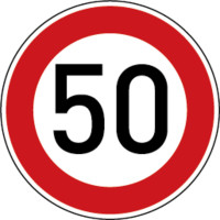 Verkehrszeichen - Zulässige Höchstgeschwindigkeit 50, Zeichen 274-50