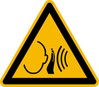 Warnschild, Warnung vor unvermittelt auftretendem lauten Geräusch W038 - ASR A1.3 (DIN EN ISO 7010)