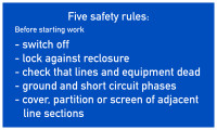Aushang, 5 Sicherheitsregeln der Elektrotechnik - englisch