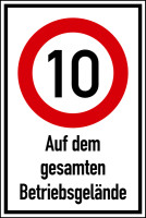 Hinweisschild, Betriebsgelände, 10 km/h, 900 x 600 mm, Aluverbund