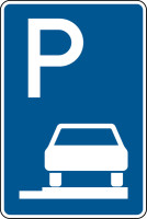Verkehrszeichen - Parken auf Gehwegen ganz in Fahrtrichtung rechts, Zeichen 315-65
