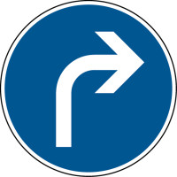 Verkehrszeichen - Vorgeschriebene Fahrtrichtung rechts, Zeichen 209