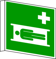 Rettungszeichen, Krankentrage E013 Fahnenschild - ASR A1.3 (DIN EN ISO 7010)