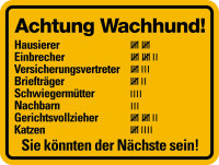 Hinweisschild, Achtung Wachhund!, Aluminium, 150 x 200 mm
